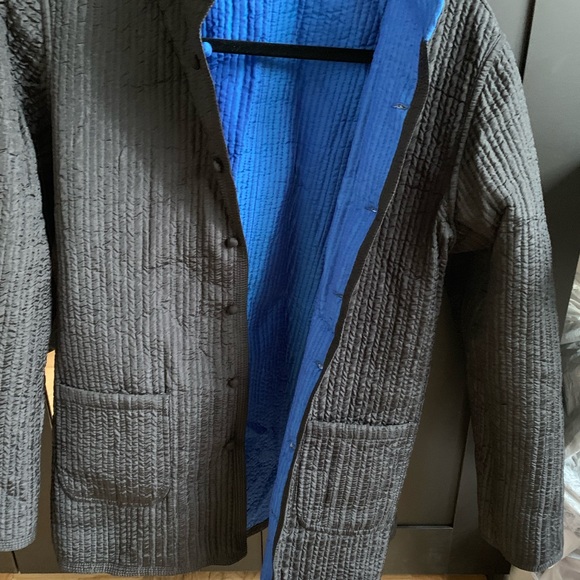 100% Raw Silk Reversible Blue/Black Jacket -New - Picture 4 of 7